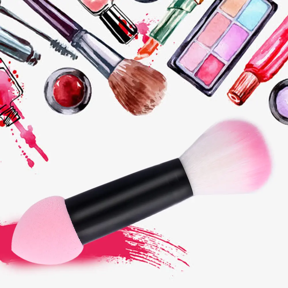 1pc Professional Blush brush Nylon Make up Brushes Two Head blusher Metal Cosmetic Tools with Sponge cute mushroom