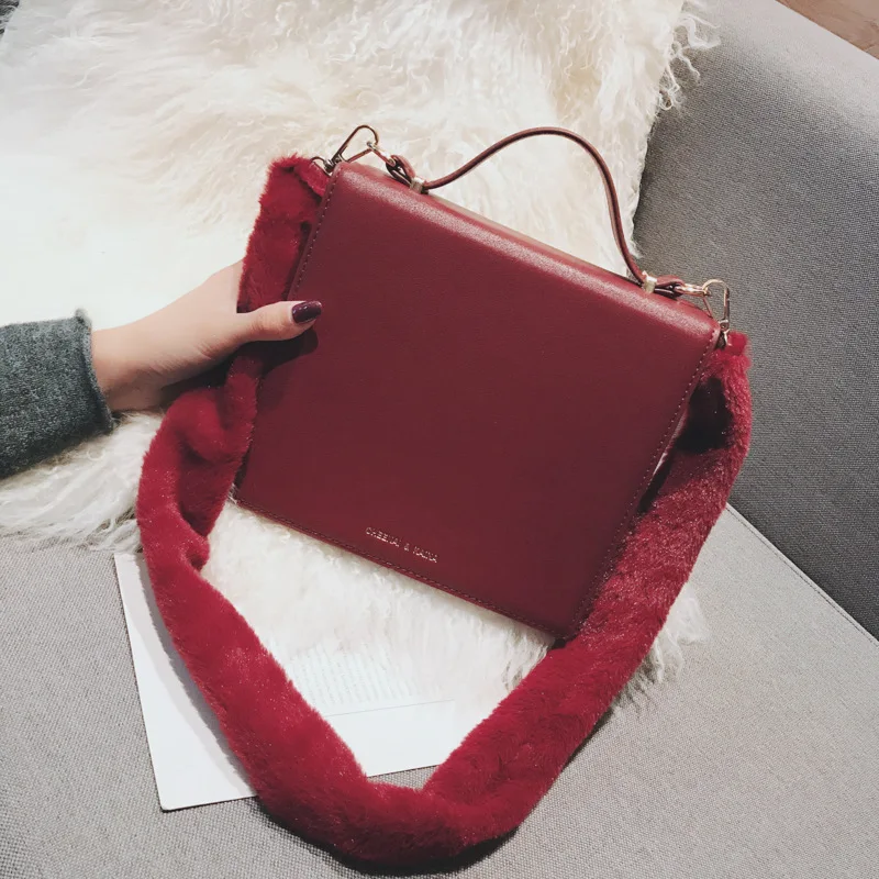 

Korean-style Stereo Stereotypes Square Sling Bag Retro Plush Portable Handle Shoulder Oblique WOMEN'S Bag