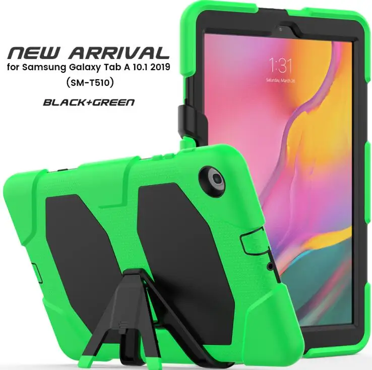 Детский безопасный силиконовый ударопрочный сверхмощный чехол для Samsung Galaxy Tab A SM-T510 SM-T515 T510 T515 планшет чехол+ ручка - Цвет: Зеленый