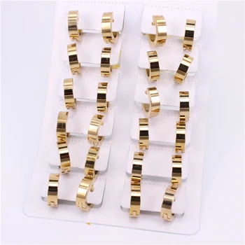 

Exquisite handmade pop buckle earrings 12pcs/card simple Engagement earrings jewelry for couples SL96