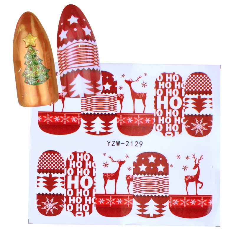 1 шт. Рождественская наклейка на ногти водная наклейка Рождественский Санта Клаус Олень переводная наклейка для ногтей маникюр инструмент украшения