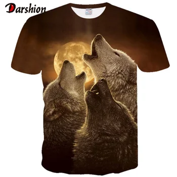 

Hot New Men Leisure 3D Printing T Shirt Personality Design Funny Wolf Head Printed Male T-shirts Summer T-shirts Brand Clothing