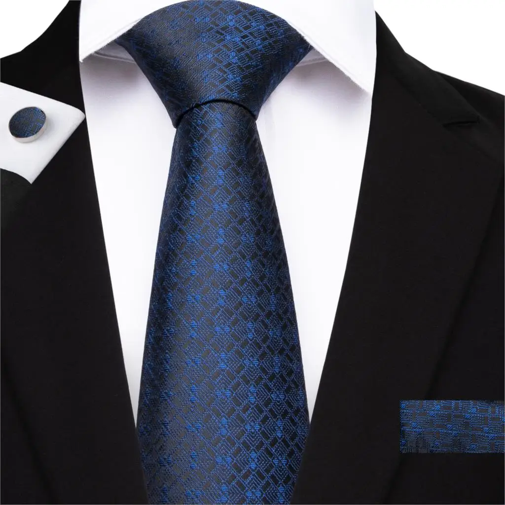 Дизайнерский Модный мужской галстук темно-синего цвета, однотонный высококачественный Шелковый Свадебный галстук с узором пейсли для мужчин, подарочный набор галстуков - Цвет: N-7158