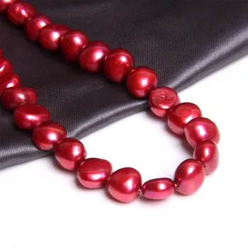 

9-10mm Natural Baroque Pearls Deep Red Real Freshwater Pearl Potato Irregular Near Round Loose Perle Beads For Jewelry Making 14