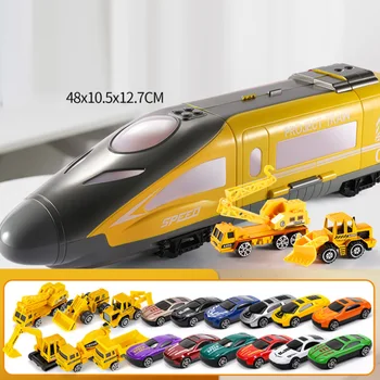 

7/13/19PCS Children's Train Toys Large-scale Receivable Track Puzzle Early Teaching Fun Car Model Inertial Light Music