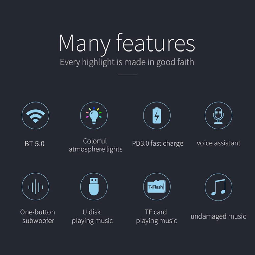 JINSERTA Bluetooth 5,0 Mp3 плеер FM модулятор PD быстрое зарядное устройство цветной светильник режим эквалайзера Поддержка Siri U диск/TF карта воспроизведения музыки