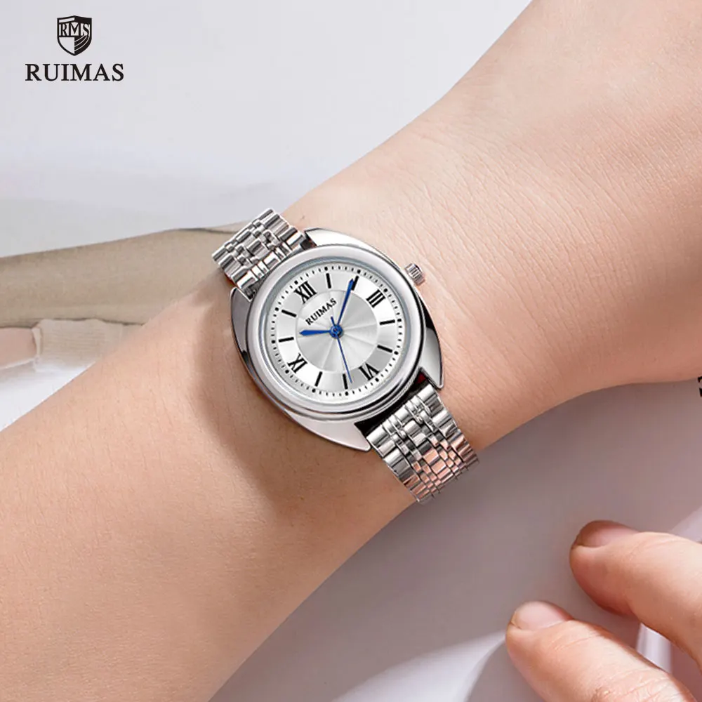 RUIMAS Women's Quartz Watches Luxury Business Wristwatch Stainless Steel Waterproof Dress Watch Lady Relogio Feminino Clock 593