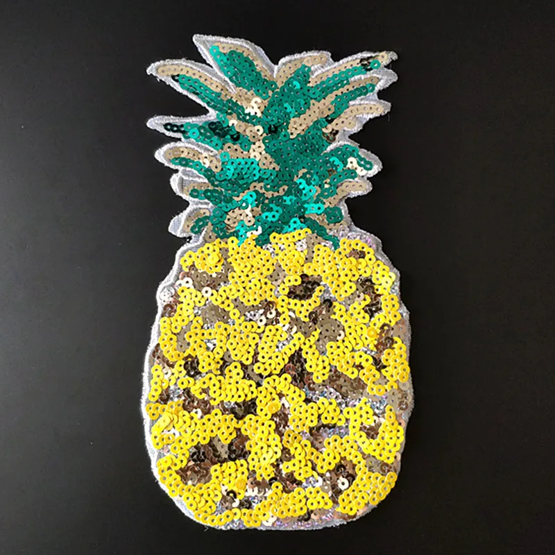 

22CM Pineapple Large Patch Diy Clothes Stickers Sequins Biker Badge Sew On Patches For Clothing Strange things Christmas gift