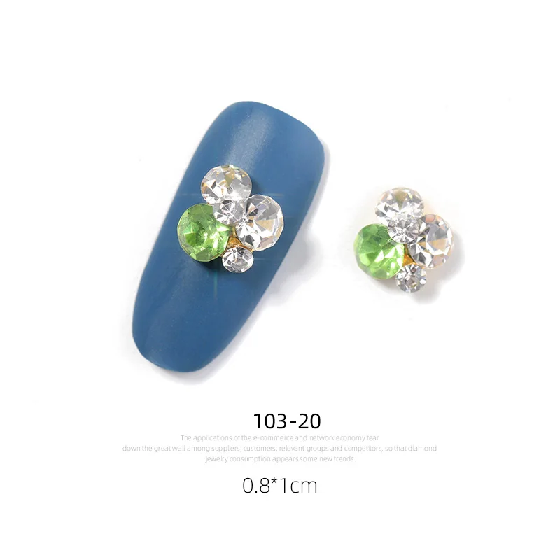 Новинка 10 штук хрустальные бусины глянцевые Стразы для ногтей сплав украшения для ногтей Блеск DIY 3D кулон ноготь ювелирные изделия - Цвет: 103-20