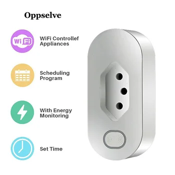 

Smart Plug 16A Wifi Tuya Smart Life App Brazil Wifi Plug Work with Alexa Google Home Mini IFTTT for Android IOS Power Monitoring