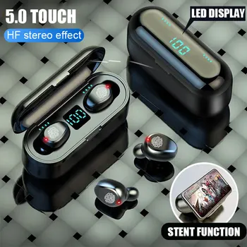 

Wireless Bluetooth 5.0 Earphone Noise Reduction Sport Binaural Bass LED Power Digital Display With Charging Box Touch Button