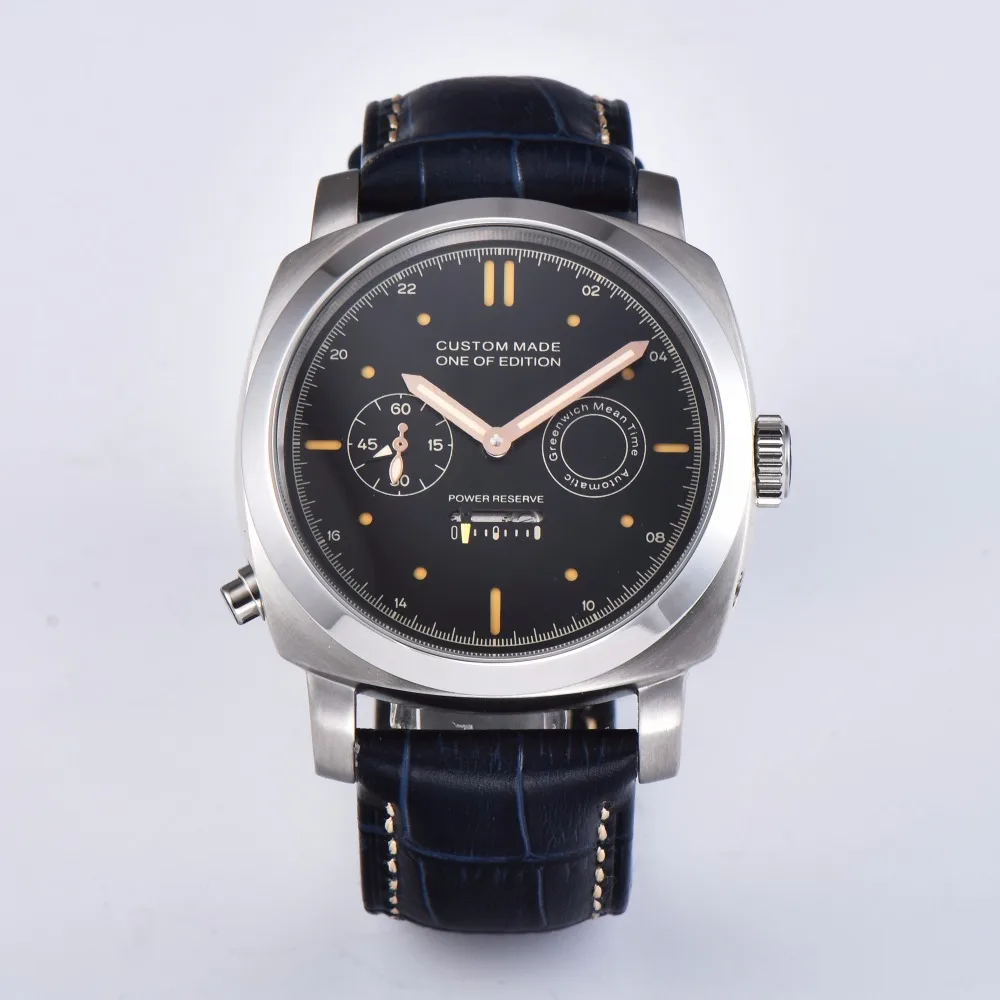 

Men's Watch 44MM Automatic Movement 316L Stainless Steel Case Leather Strap High Mineral Glass Z1110-3