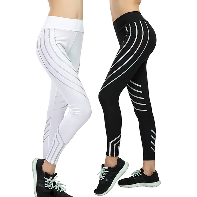 

2019 fashionable fitness Leggings, women's tight high waist elastic Leggings, printed Leggings, women's reflective Leggings,