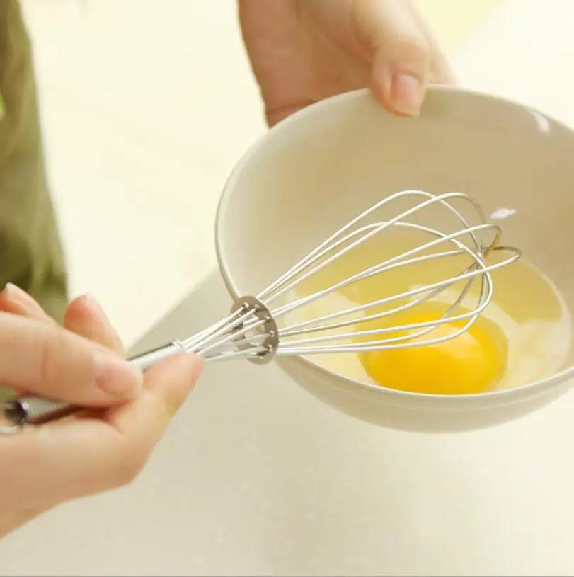 1 PC Handle Stainless Steel Egg Beater Hand Whisk For Whipping Cream Butter Milk Home Kitchen Cooking Tool