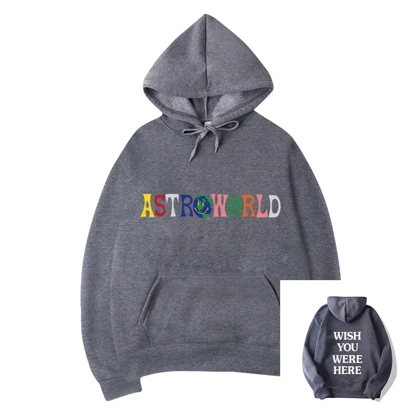 Толстовка с капюшоном и надписью Astroworld WISH YOU HERE уличная в стиле хип хоп для мужчин
