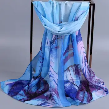 

Scarf women spring and summer fashion sexy women's leaves printed long soft scarf chiffon shawl windproof scarf