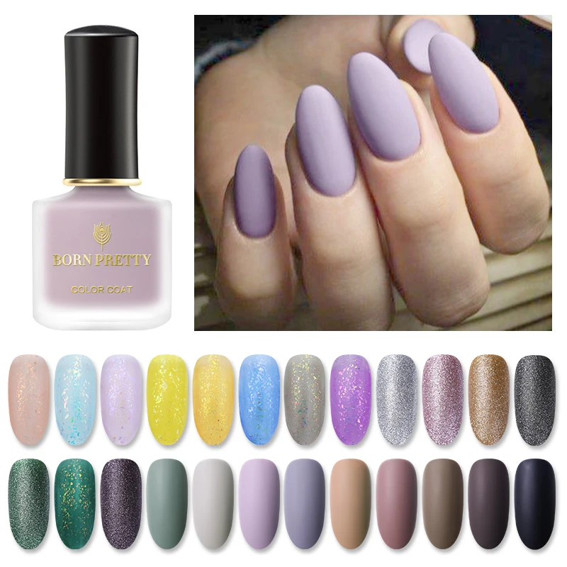 BORN PRETTY матовая серия лак для ногтей Micas Блестки для ногтей искусство Лак чистый цвет лак для ногтей Базовое покрытие быстросохнущее верхнее покрытие