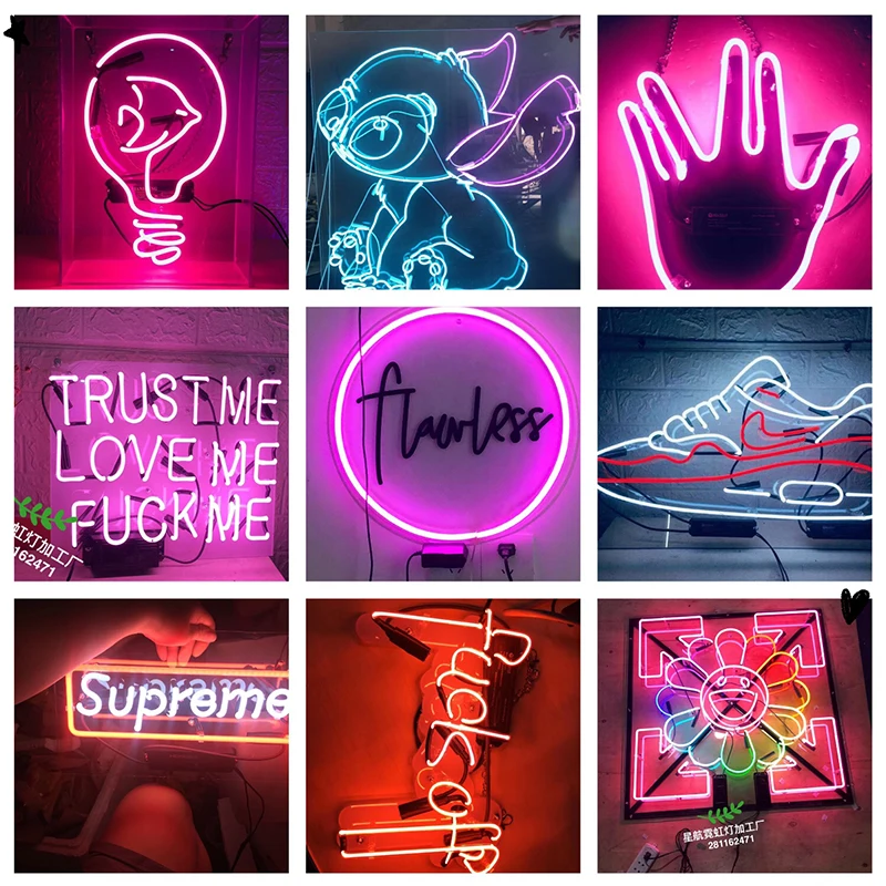  Customized good vibes only design Neon Sign Light Neon Light Real Glass Lamp for Home Bedroom Pub H - 4000559416760