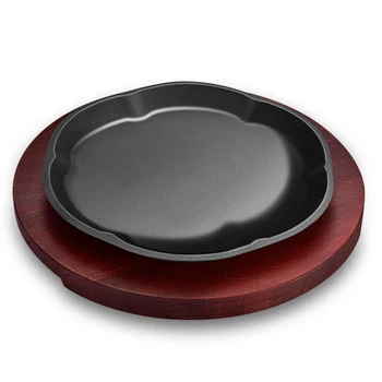 

Thickened cast iron plate BBQ fried steak pan non stick plum blossom grilled tray round griddle dish commercial household