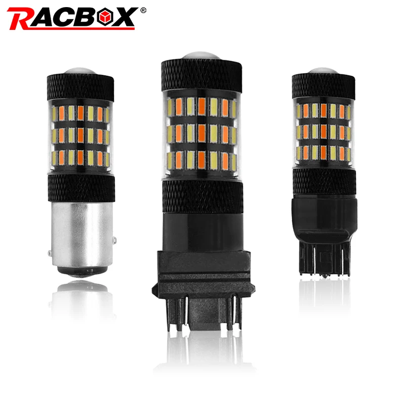 

A pair 3 models T20 7443 T25 3157 BAY15D 1157 Dual Color DRL White Day Running light Yellow Turn Signal Light LED car styling