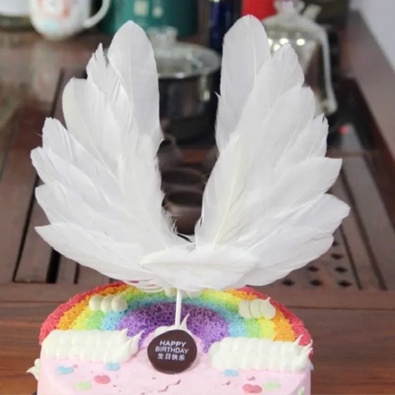 Каваи перо Торт Топпер Крыло ангела Топпер для торта «С Днем Рождения» Baby Shower Дети Свадьба и помолвка товары для украшения торта