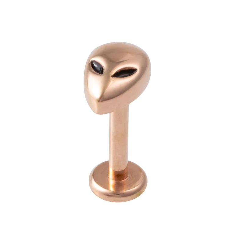rose gold 1 шт., кольцо для губ Alien Labret из нержавеющей стали с внутренней резьбой, ушной хрящ, спиральная Шпилька, пирсинг для ушей, женские Украшения для тела - Окраска металла: rose gold