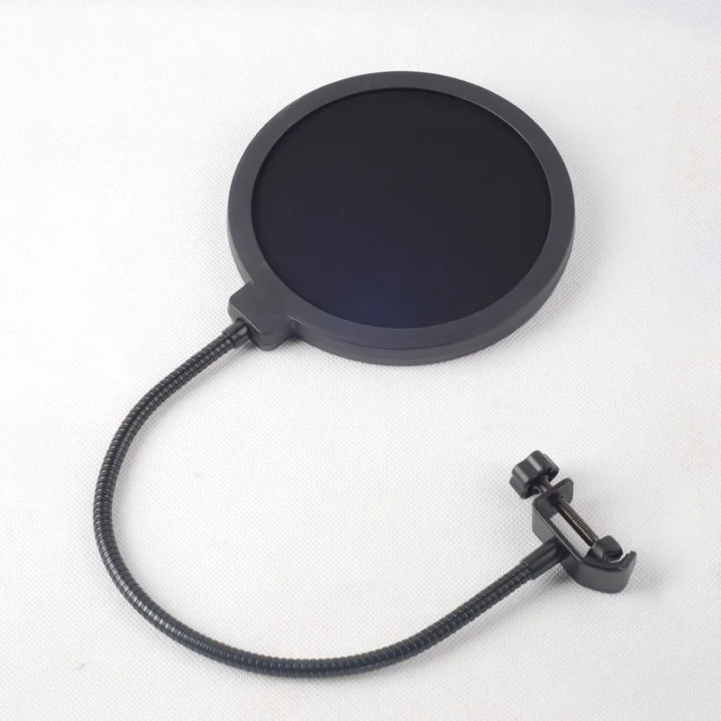 Microphone Pop Filter Large Double-Layer U-Type Microphone Recording with Anti-Spray Network/ Studio Clamp Microphone Windscreen for Speaking Studio Singing
