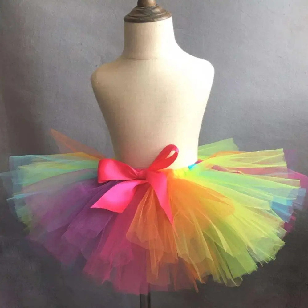 

Girl's skirt cute little one horned girl crayon Tulle picture Skirt Ballet Skirt bow children's birthday party skirt