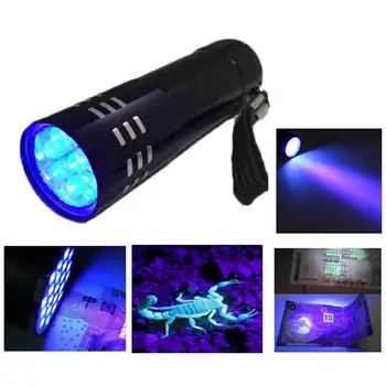 

Super Mini Aluminum UV ULTRA VIOLET 9 LED FLASHLIGHT BLACKLIGHT Torch Light Lamp