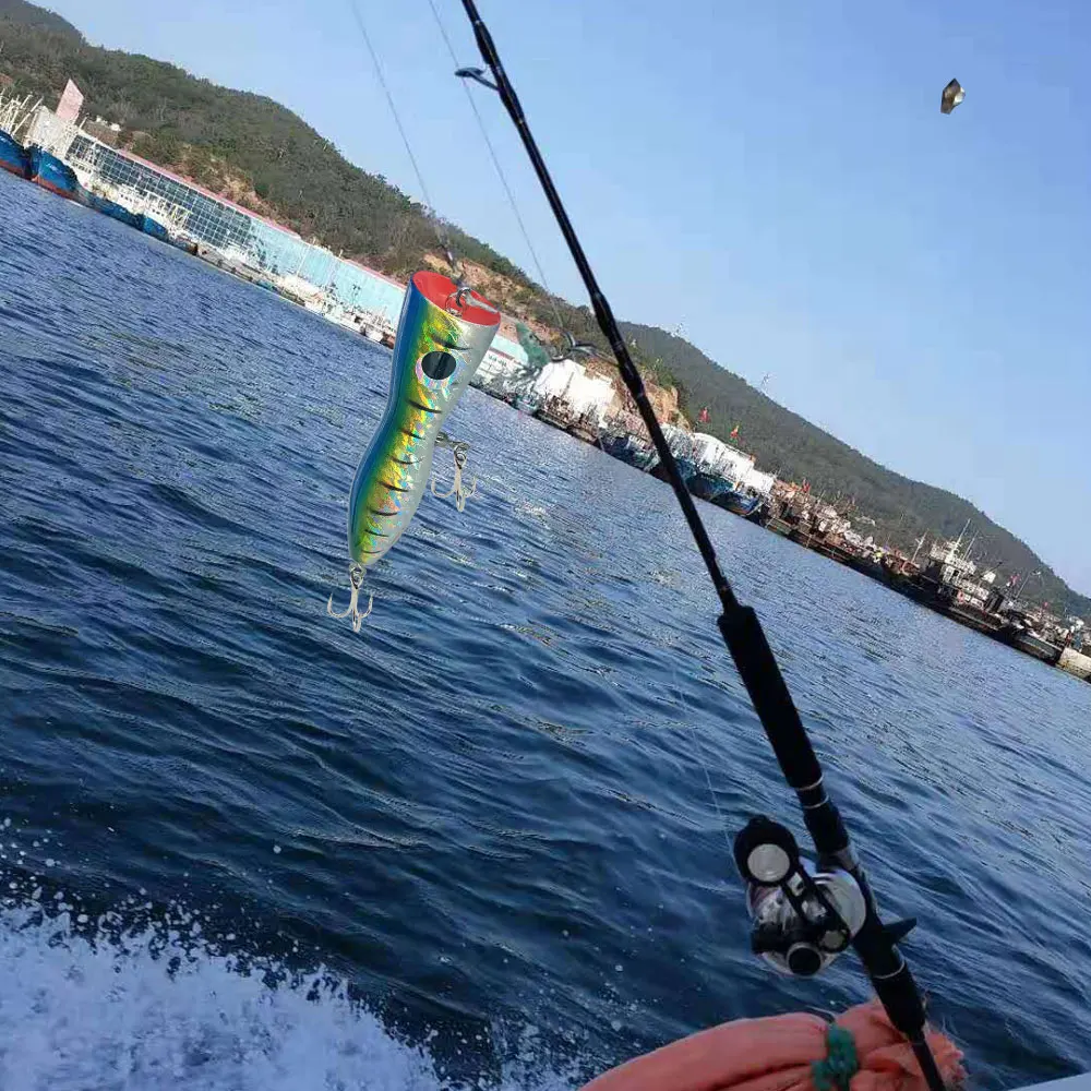 AS Boat Fishing Swimbait Popper Wood Bait Big Game Topwater Tuna Lure 75g120g Treble Hook Artificial Bait Leurre Cast Crankbait