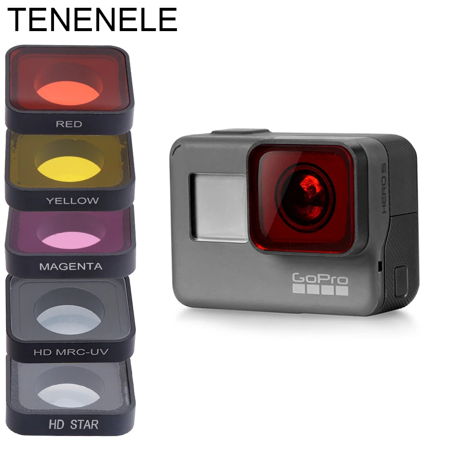 Filtros de cámara polarizados UV para GoPro Hero 5/5, accesorios de filtro buceo, color negro/6/2018, rojo, amarillo, Magenta, Hero5/Hero6, ND 4, 8, 16|Filtros de cámara| - AliExpress