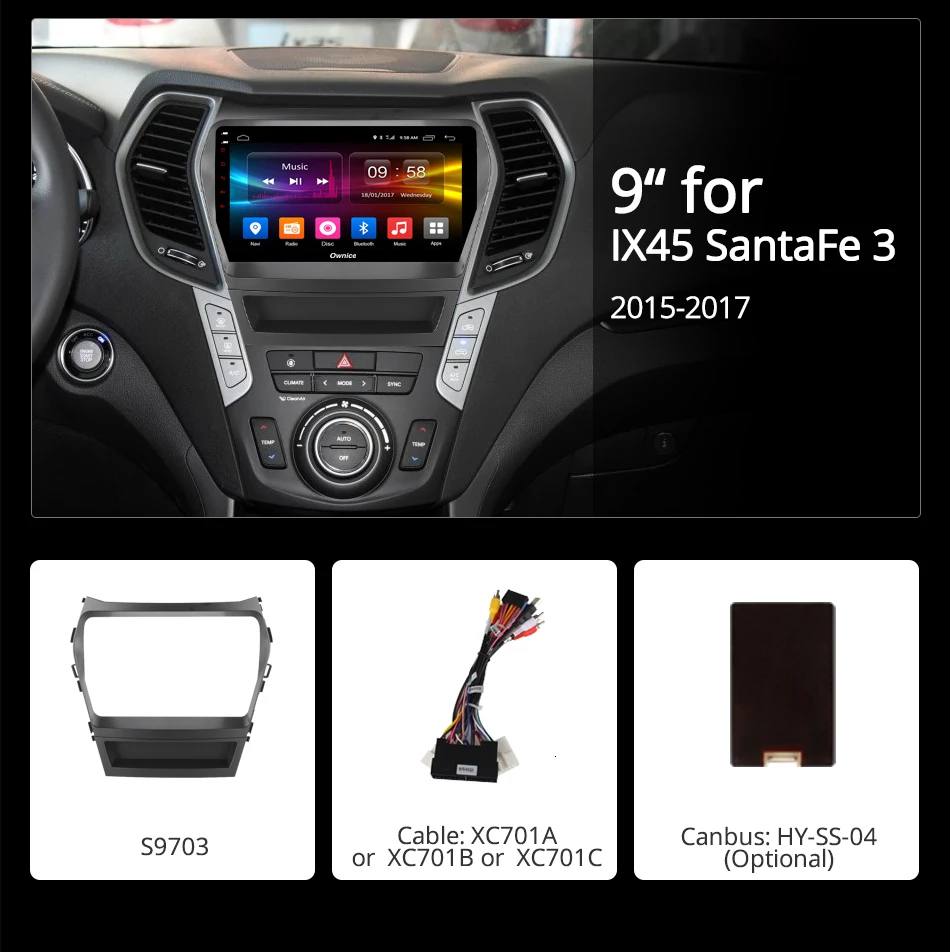 Sale Ownice K1 K2 K3 Octa Core android 8.1 car dvd gps player For Hyundai Santa FE IX45 2015   navigation radio head units 1