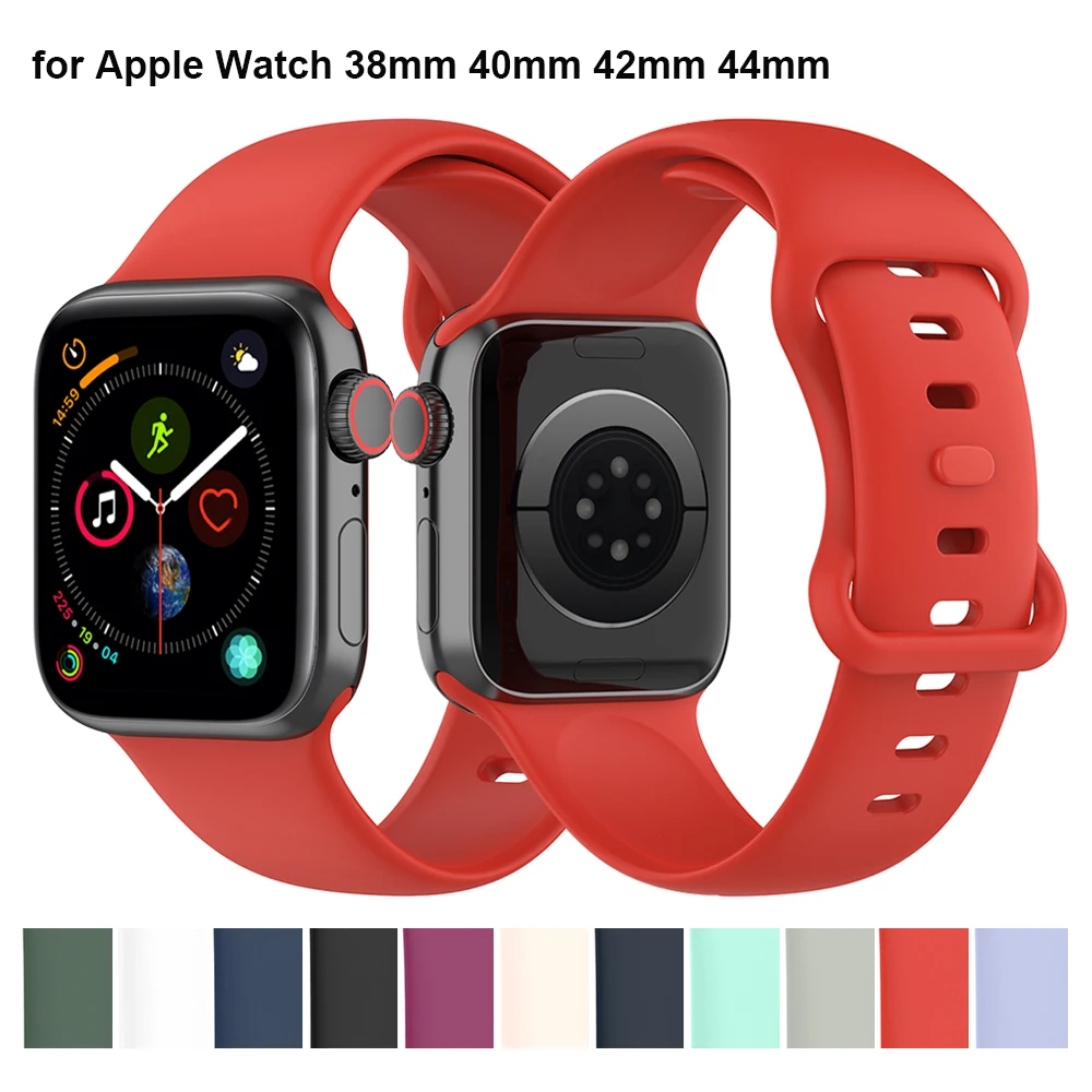 Ремешок силиконовый для Apple Watch Band 44 мм 40 красный спортивный сменный Браслет iWatch