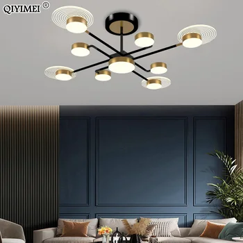 

Nordic New Modern LED Chandelier Lights Dimming Fixture Living Dining Room Bedroom Multi-head Indoor Lamps Lighting AC 90-260V