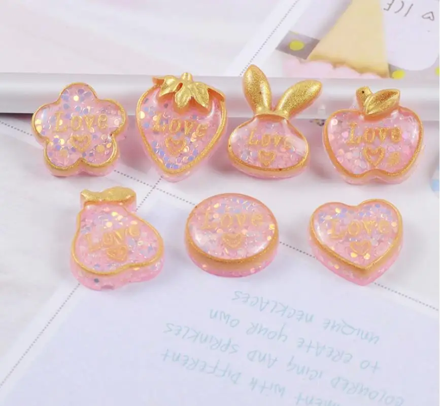 Голова кролика, яблоко, сердце блеск Kawaii плоские резиновые Кабошоны украшения для вырезок ремесло DIY волос лук аксессуары