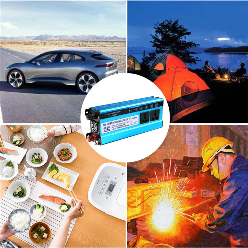 US $50.39 Solar Inverter 122448v 220v 5000w Inverter Voltage Converter Transformer 4 Usb Solar Power Inverter Charger For Car Home