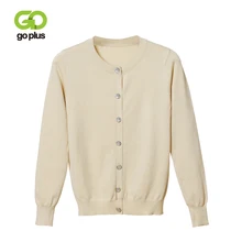 GOPLUS осенние зимние кардиганы, Женский вязаный жакет с круглым вырезом, длинным рукавом и пуговицами, женский свитер, элегантная верхняя одежда