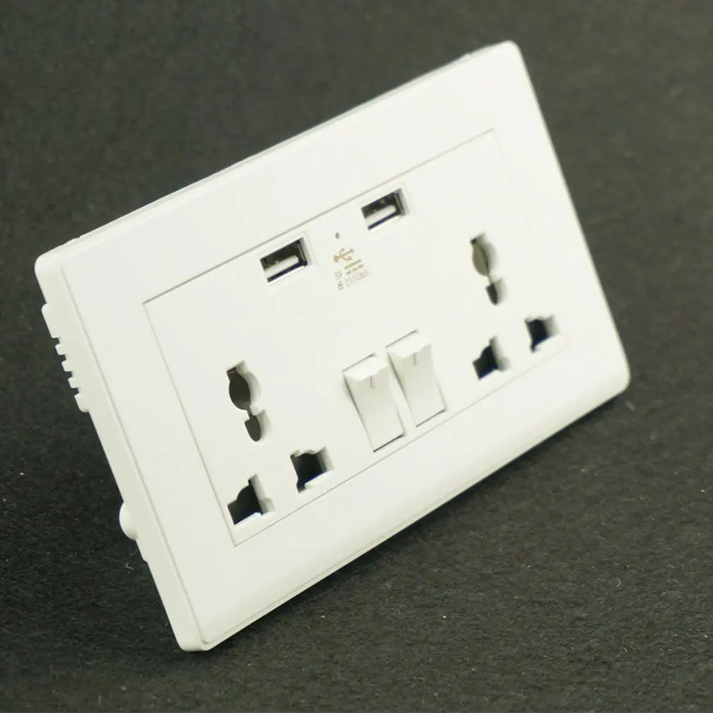Универсальное настенное зарядное устройство с 2 портами USB для дома, адаптер, розетка с двумя usb-портами, панель с переключателем, домашнее настенное зарядное устройство, адаптер