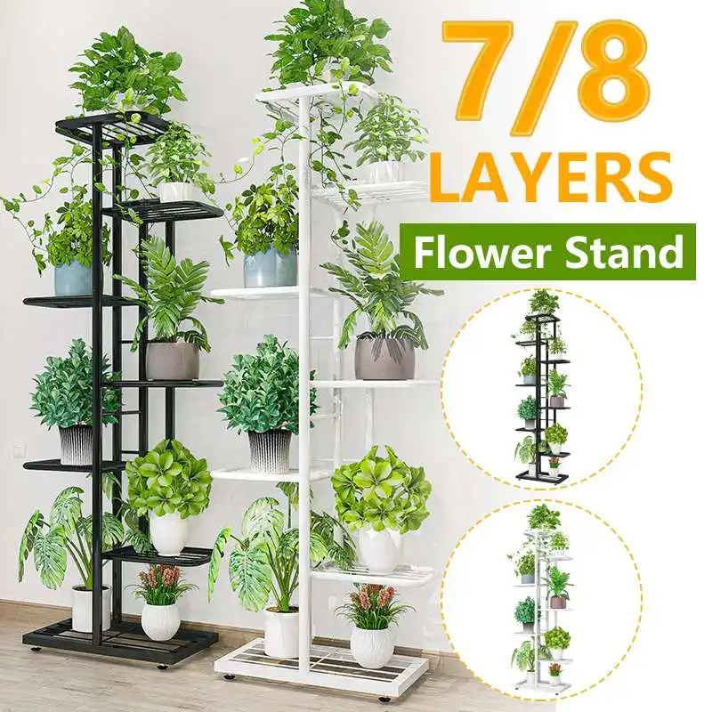 6/7/8Layers Flower Stand Rack Storage Shelf Iron Plant Holder Home Garden Flower Pot Organizer Living Room Balcony Storage Rack