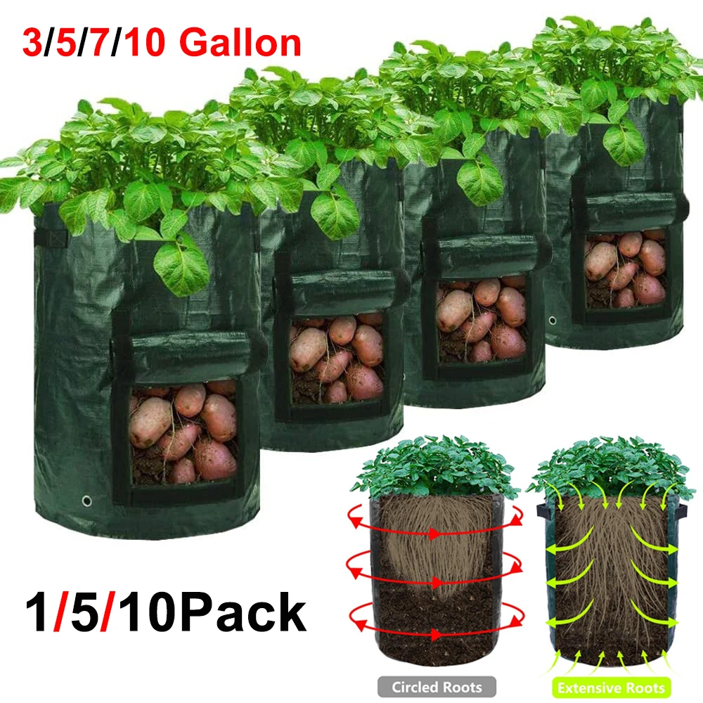 Flower Pots & Planters Potato Grow Container Bag DIY Planter PE Fabrics Planting Vegetable Gardening Thicken Pot Planting Grow Bag Garden Tools D30 wicker plant pot