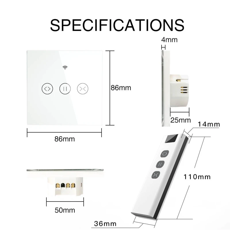 WiFi Smart Touch Curtain Blinds Roller Shutter Switch Tuya Smart Life App Remote Control Work With Alexa Echo Google Home