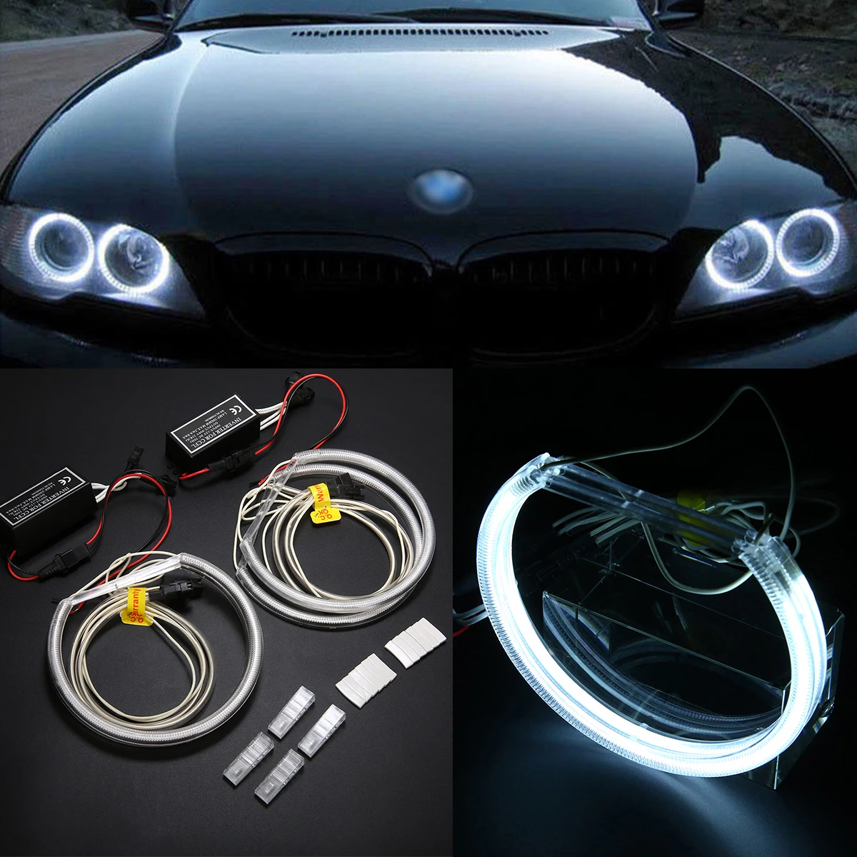 New Arrival 4pcs CCFL COB LED Angel Eye Halo Ring Light Lamp Set For BMW E36 E38 E39 E46