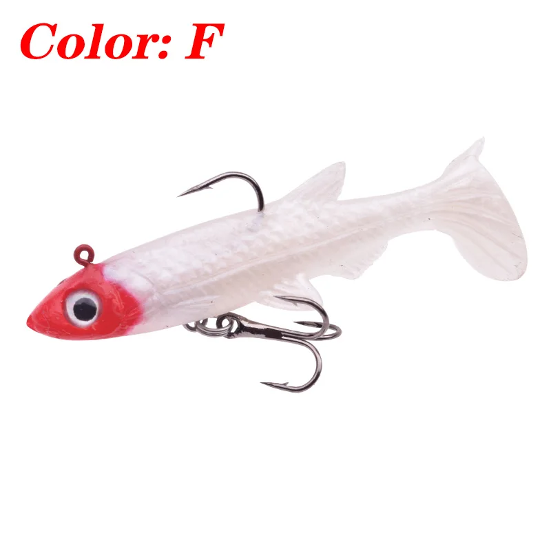1PCS Small T Tail Soft Bait 50mm 3.5g Jig Head Silicone Swimbaits Artificial Bionics Fishing Lure Wobblers for Shad Bass Pike