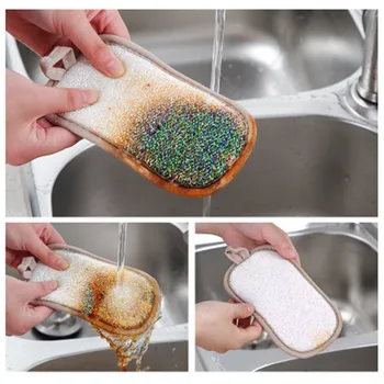 

1pcs Anti-microbial cleaning sponge magic sponge kitchen sponge for washing dishes kitchen scourer pan brush