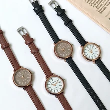 Bracelet Watch Clock Brown Vintage Leather Retro Female Small Ladies Fashion-Brand Qualities