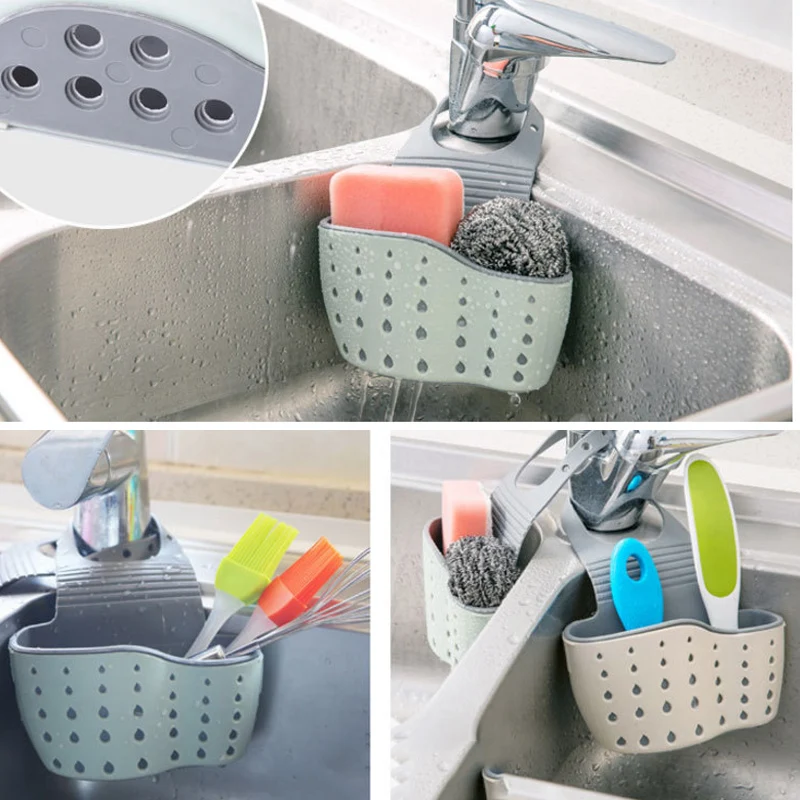 Sink Drain Hanging Basket Soap Sponge Rack Suction Cup Storage Kitchen Tool J99Store