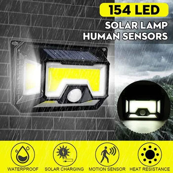 

154 LED Solar Lamp Motion Sensor Outdoor Waterproof Lighting Solar Power Lamp Bright Security Wall Light Garden Night Decoration