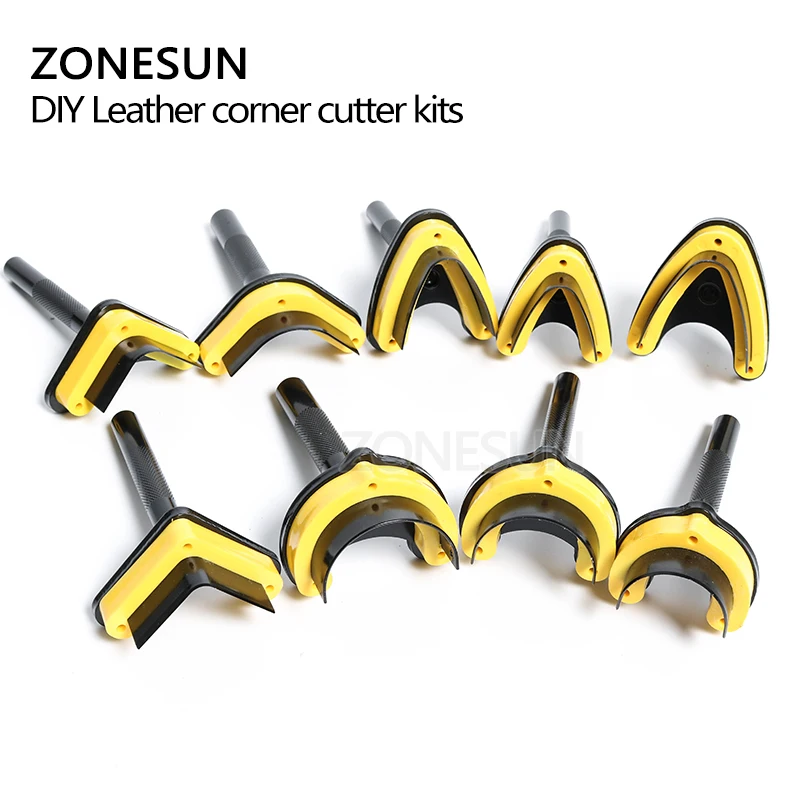 ZONESUN DIY кожа обрезчик углов комплект ручной пояс круглой огранки Удар ремня круглый Форма Инструмент Угловой радиус 5/10/20 мм кожи филе