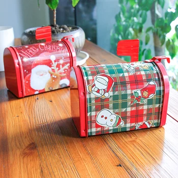 

2019 New Creative Post Box Mailbox Shape Christmas Gift Box Christmas Oranament Sundries & Food Box Candy Cookie Metal Box