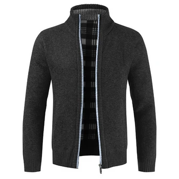 

Men's Casual Slim Full Zip Thick Knitted Cardigan Sweaters with Pockets Autumn Fashion Fit Thick Slim Keep Warm